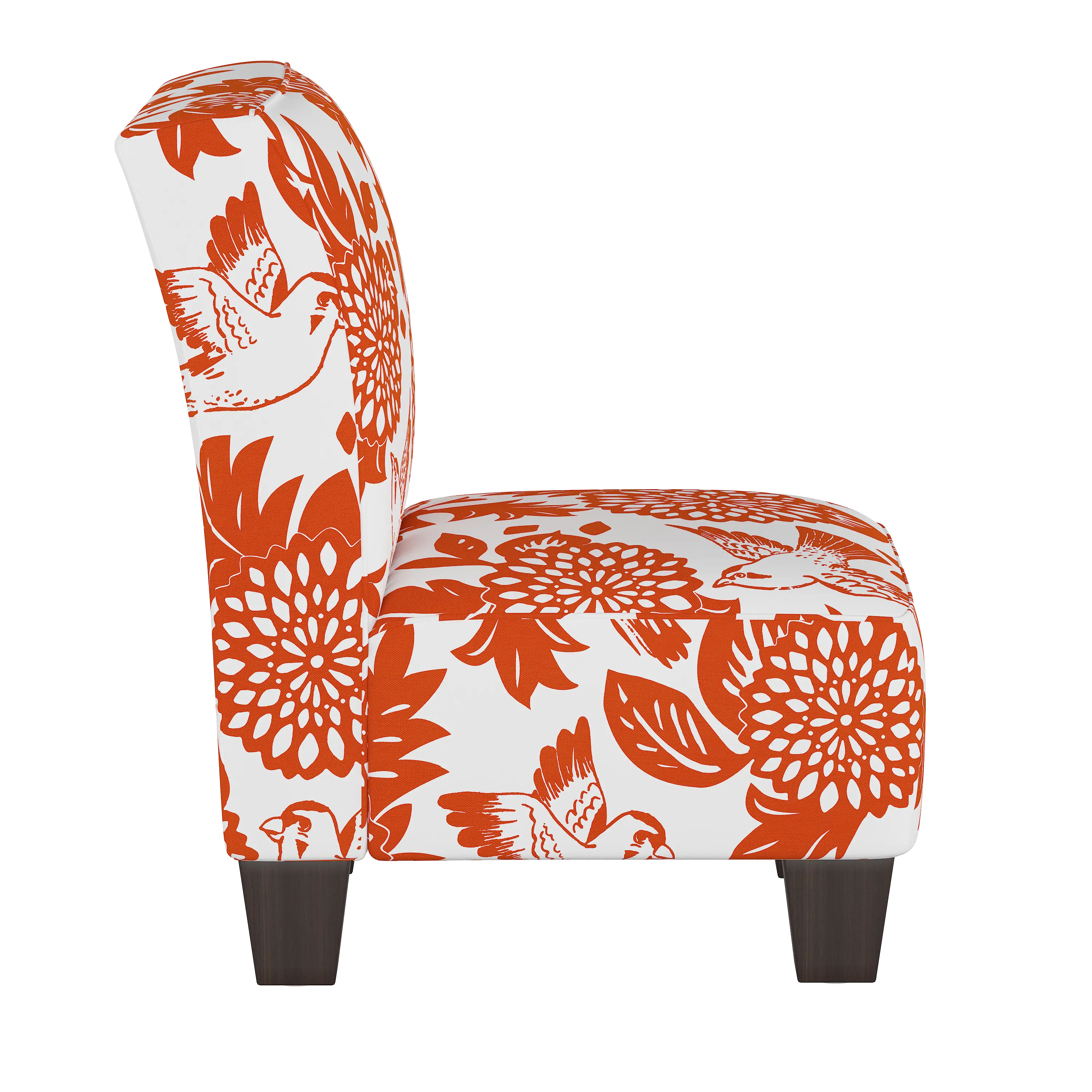5705KGRDBRDORN Garden Bird Orange and White Kid's Slipper Chair-3