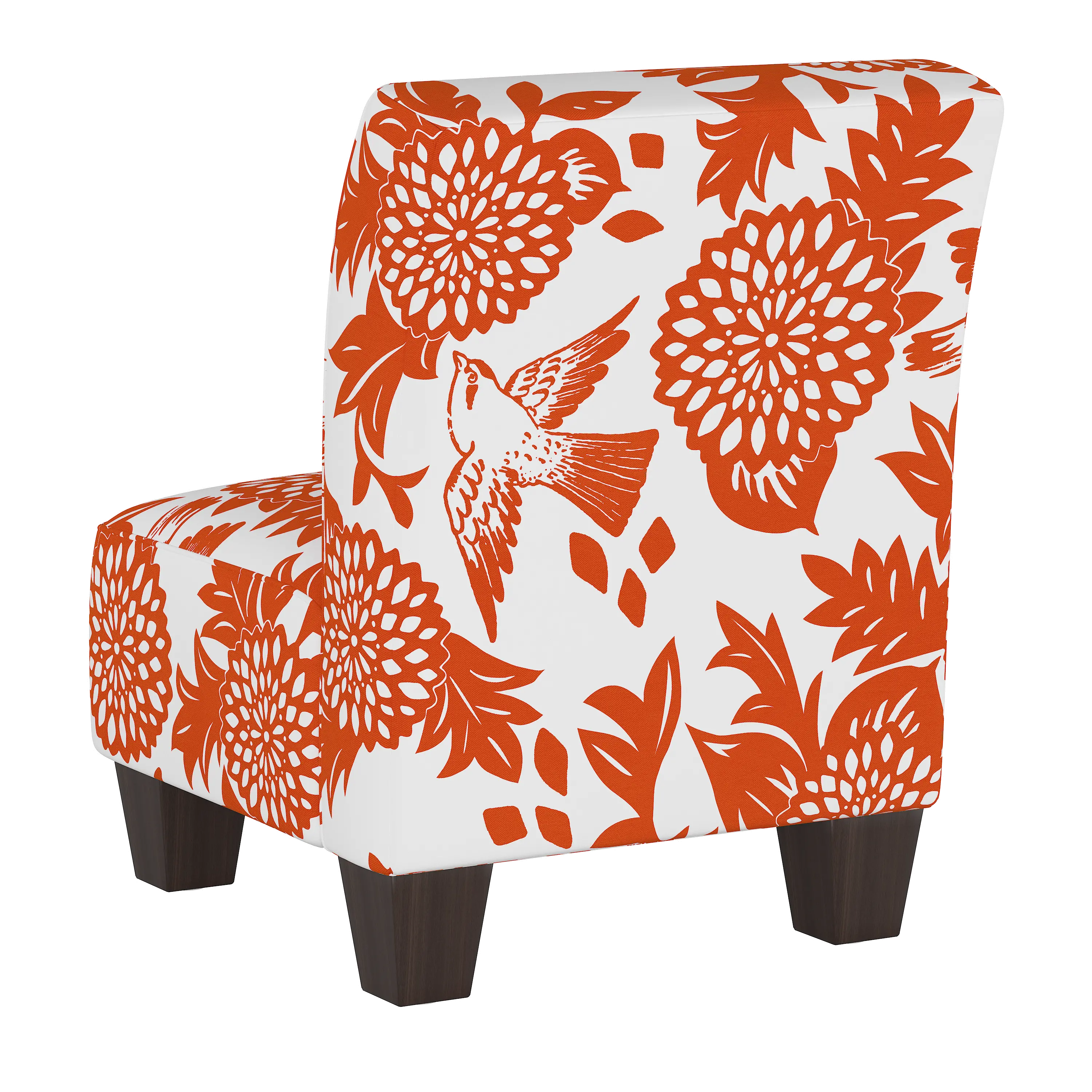 5705KGRDBRDORN Garden Bird Orange and White Kid's Slipper Chair-4