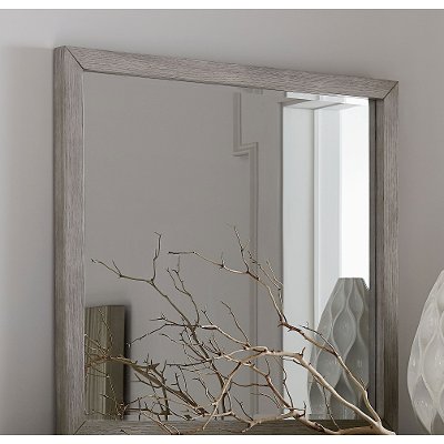 Modern Mist Gray Mirror - Argento
