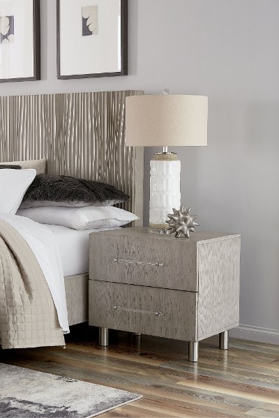 Modern Mist Gray Nightstand - Argento