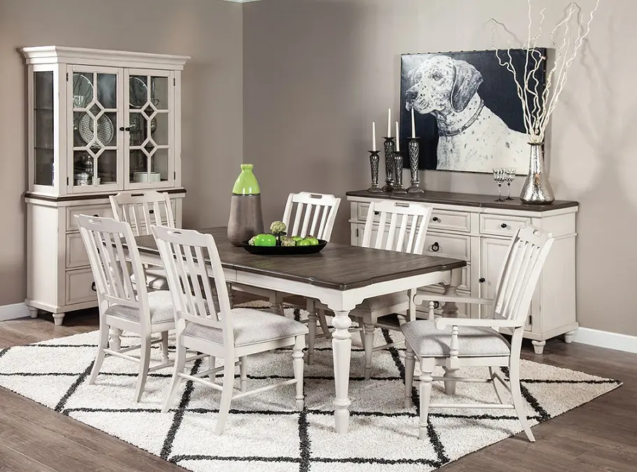 Farmhouse White and Gray 5 Piece Dining Room Set - Lexington-1