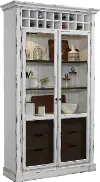 Clearance Farmhouse Distressed White and Brown Display Cabinet