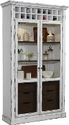 Farmhouse Distressed White and Brown Display Cabinet