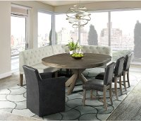 Medium Brown and Cream 7 Piece Corner Dining Room Set - Myles