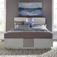 Contemporary White Queen Bed with LED Lighting - Mirage