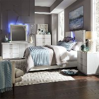 Contemporary White 4 Piece Queen Bedroom Set - Mirage-2