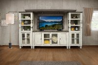 Antique White Country 4 Piece Entertainment Center - Stone-2