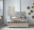902-BR/PANELBED5/0 Belmar Taupe and Silver Champagne Queen Bed