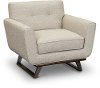Mid Century Beige Chair with Rounded Arms - Modern Eclectic