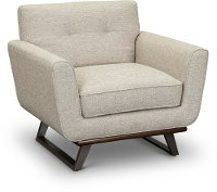Mid Century Beige Chair with Rounded Arms - Modern Eclectic
