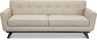 Mid Century Beige Sofa with Rounded Arms - Modern Eclectic