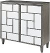 Modern Gray and Mirrored Two Door Cabinet - Lennox