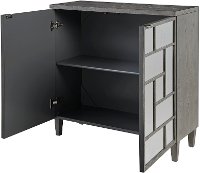 Modern Gray and Mirrored Two Door Cabinet - Lennox-2