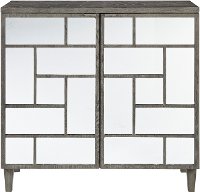 Modern Gray and Mirrored Two Door Cabinet - Lennox-5