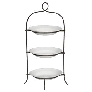 Dark Bronze Three Tiered Metal Tray with Three Bowls-1
