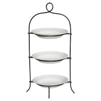 Dark Bronze Three Tiered Metal Tray with Three Bowls