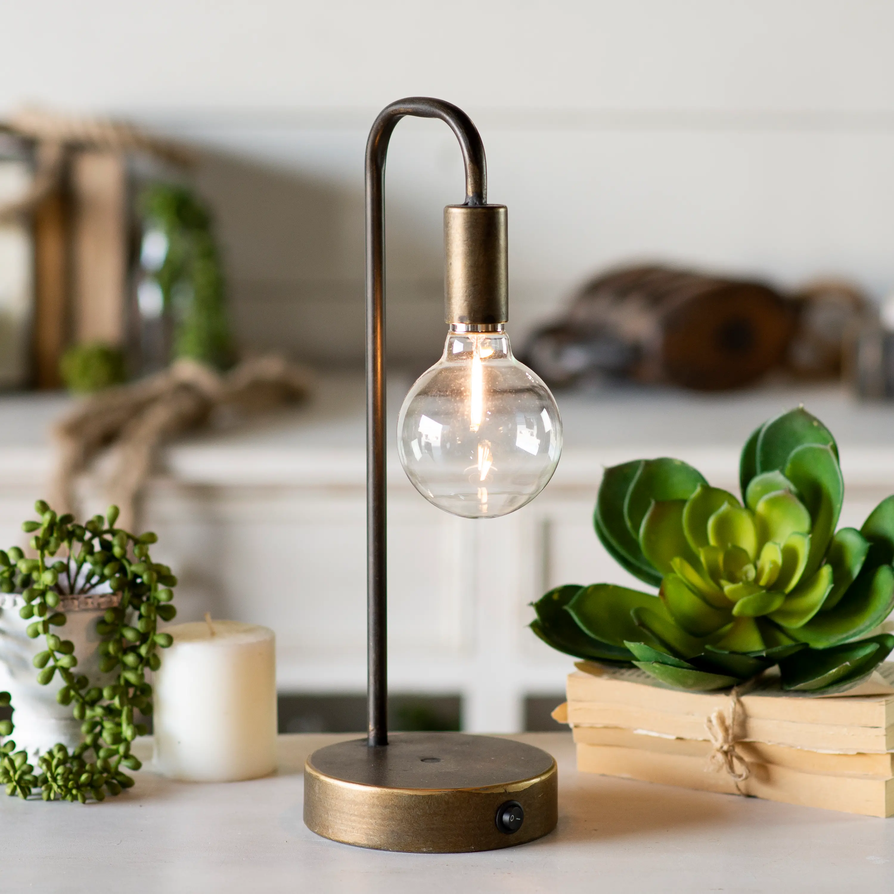 Industrial Metal Battery Lantern with Edison Bulb-2