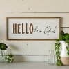 White, Brown and Black Hello Beautiful Wood Wall Sign Decor
