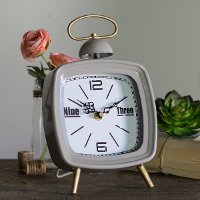 Dark Matte Gray Metal Modern Tabletop Clock