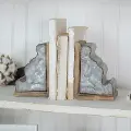 Two Tone Metal and Wood Corbel Bookend Pair