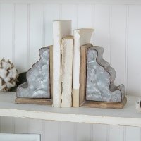Two Tone Metal and Wood Corbel Bookend Pair