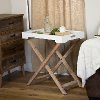 White and Light Brown Wooden Accent Tray Table