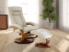 Beige Top Grain Leather Relax-R Recliner and Ottoman with Pillow - Hamilton