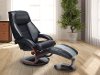 Black Top Grain Leather Relax-R Recliner and Ottoman with Pillow - Montreal