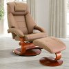 Sand Top Grain Leather Relax-R Recliner and Ottoman with Pillow - Montreal