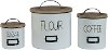 4 Inch White Metal Sugar Canister with Wood Lid