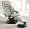Putty Gray Top Grain Leather Relax-R Recliner and Ottoman with Pillow - Montreal