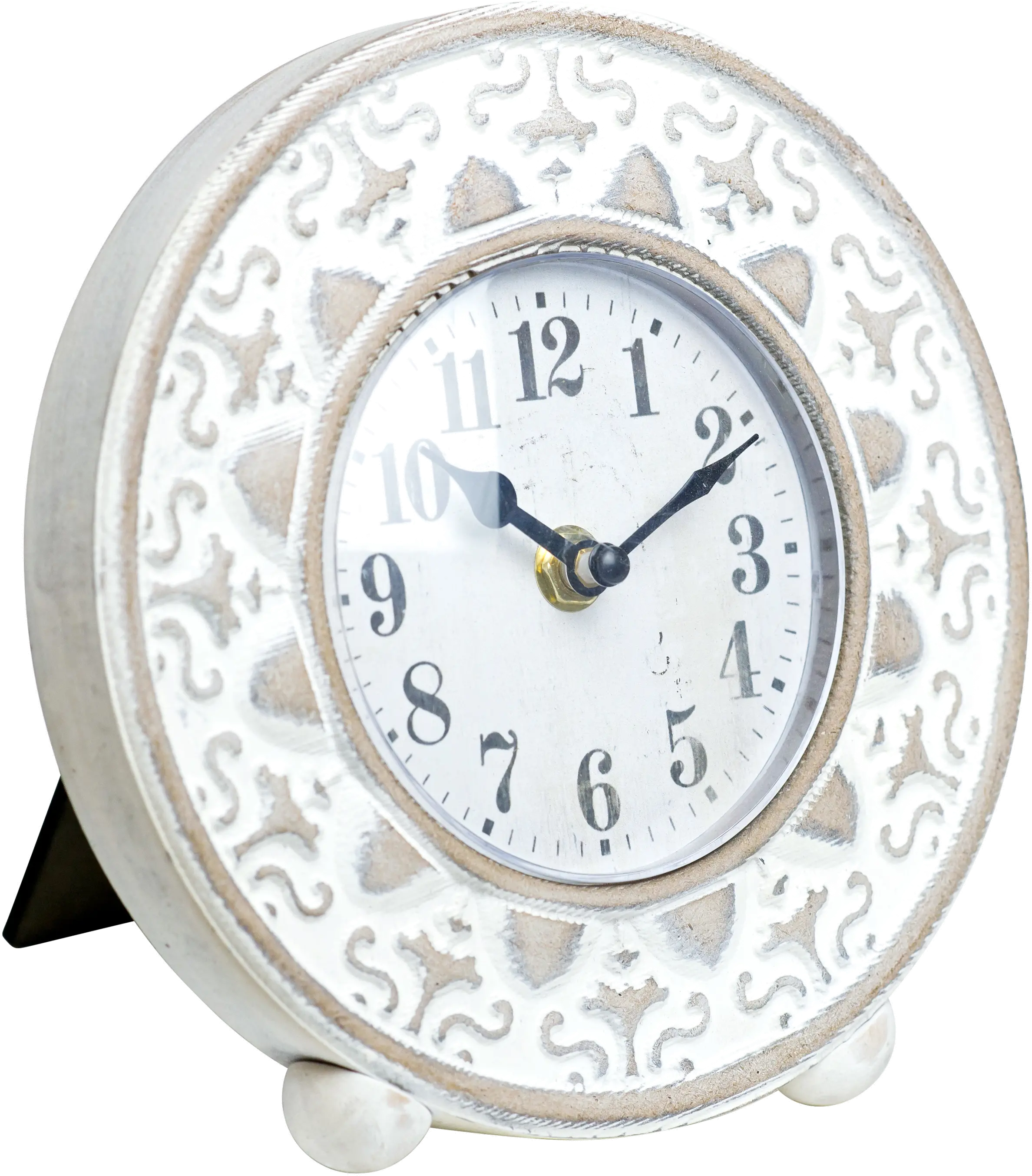 White Wash Wooden Tabletop Clock-2
