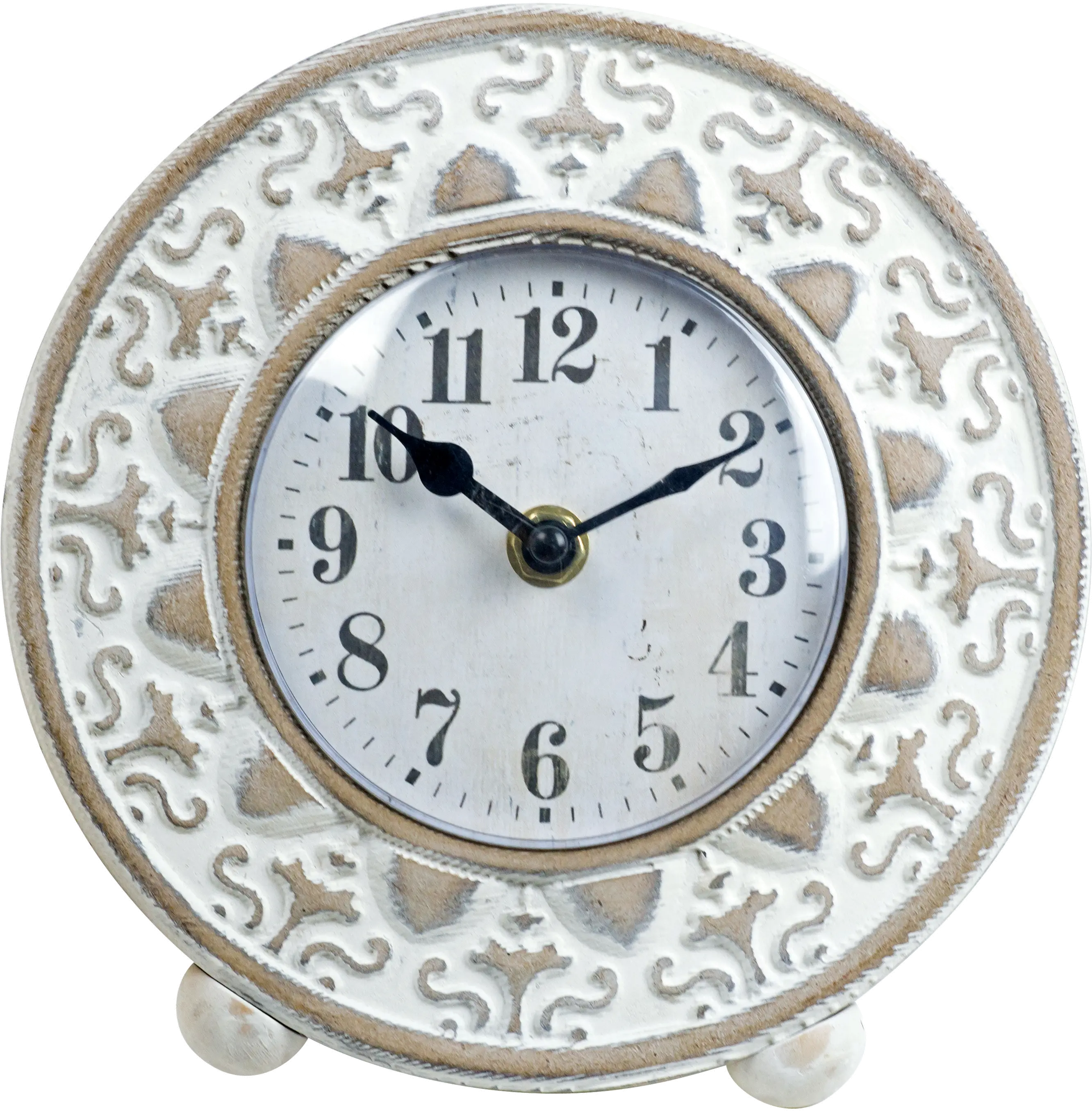 White Wash Wooden Tabletop Clock-3