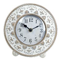 White Wash Wooden Tabletop Clock-3