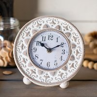 White Wash Wooden Tabletop Clock-4