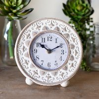 White Wash Wooden Tabletop Clock-5