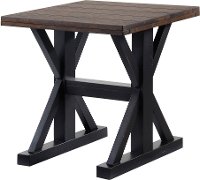 Ebony and Oak Distressed End Table - Lexington
