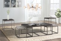 Gray Metal Nesting Coffee Table with 2 Ottomans - 7638