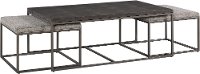 Gray Metal Nesting Coffee Table with 2 Ottomans - 7638-2