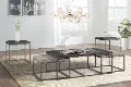 Gray Metal Nesting Coffee Table with 2 Ottomans - Nina