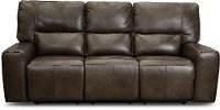 Concrete Brown Leather Power Triple Reclining Sofa - Zero Gravity
