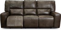 Concrete Brown Leather Power Triple Reclining Sofa - Zero Gravity-2