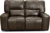 Clearance Zero Gravity Concrete Brown Leather Power Reclining Loveseat