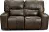 Clearance Zero Gravity Concrete Brown Leather Power Reclining Loveseat
