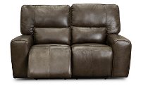 Concrete Brown Leather Power Reclining Love Seat - Zero Gravity-2