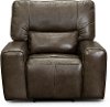 Concrete Brown Leather Power Recliner - Zero Gravity