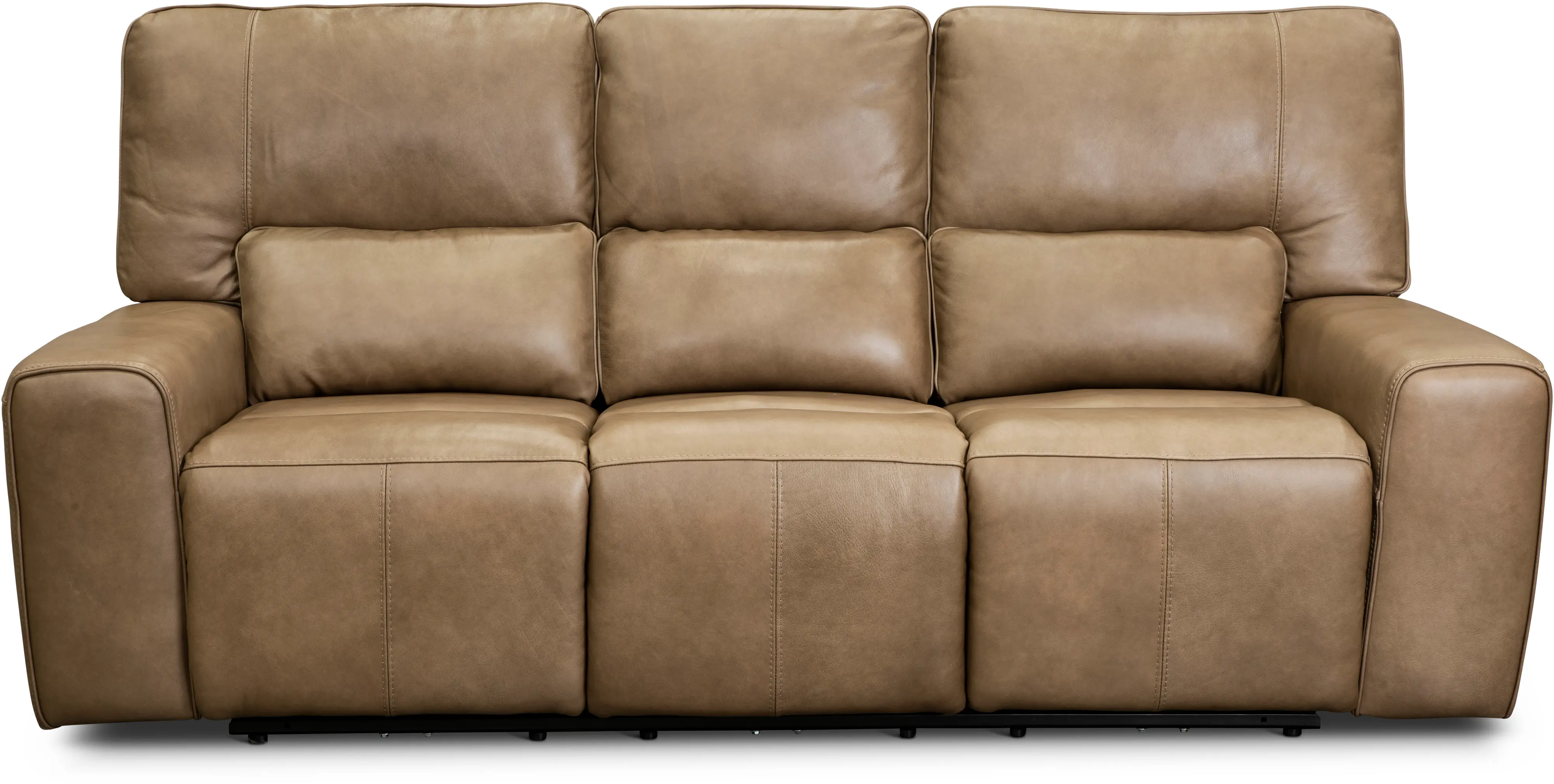 Saddle Brown Leather Power Triple Reclining Sofa - Zero Gravity-1