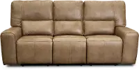 Saddle Brown Leather Power Triple Reclining Sofa - Zero Gravity