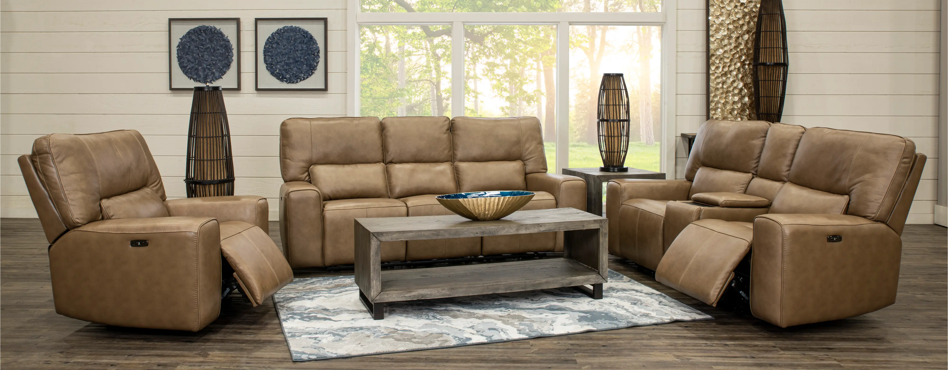 Saddle Brown Leather Power Triple Reclining Sofa - Zero Gravity-3