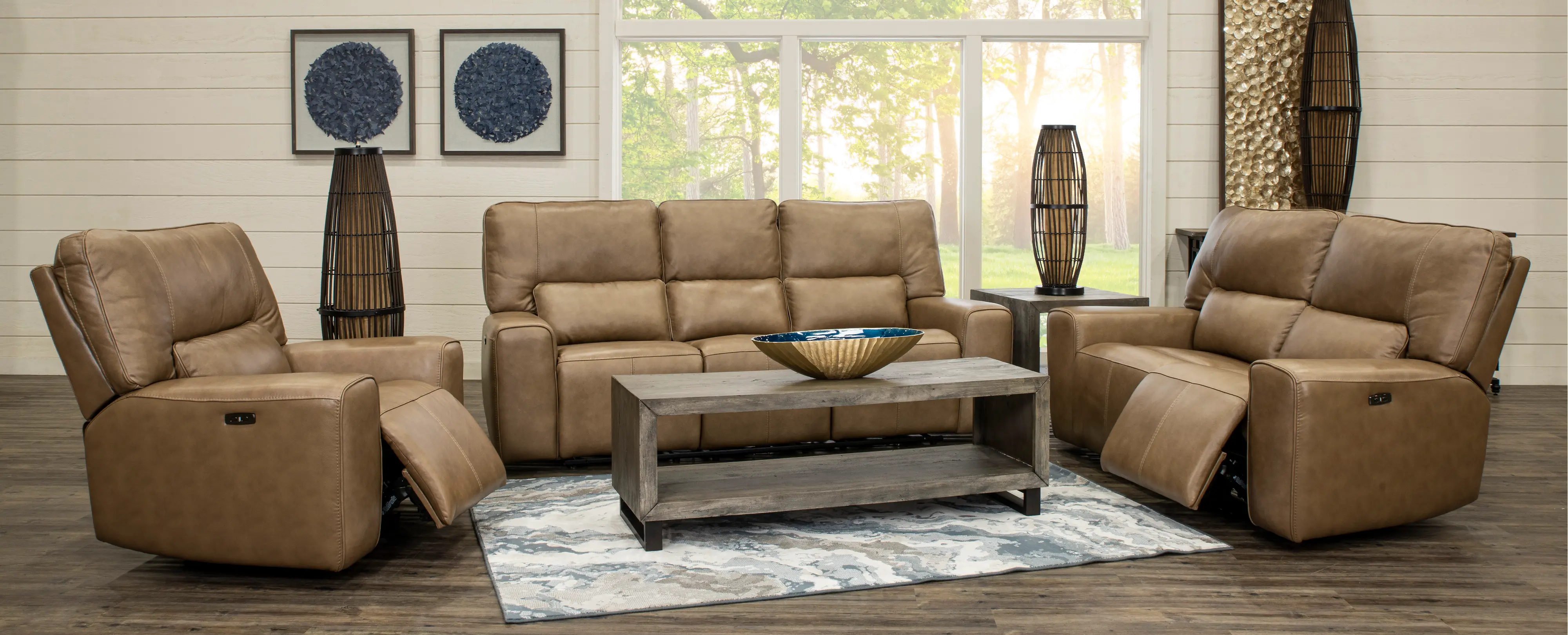 Saddle Brown Leather Power Triple Reclining Sofa - Zero Gravity-4